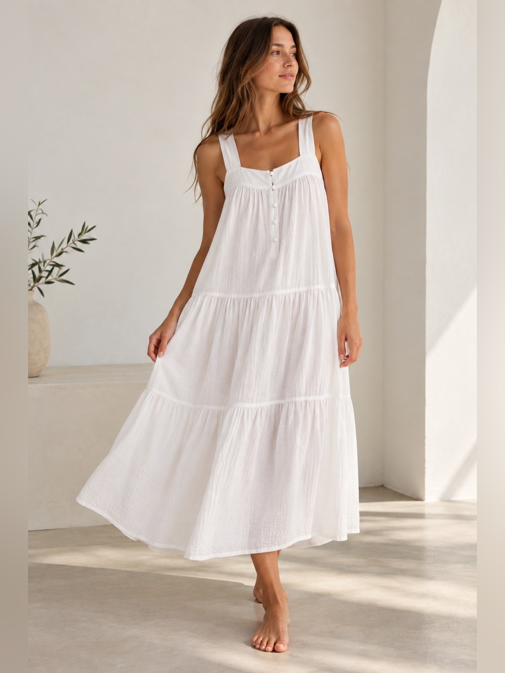 NEW Faherty Women’s Marina Seersucker Organic Cotton Dress Maxi White